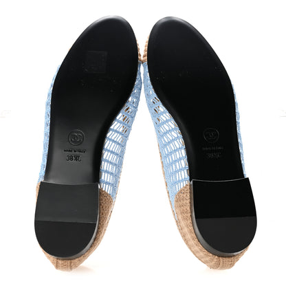 Chanel Raffia CC Cap Toe Ballerina Flats 38.5 Blue Beige 6 of 9