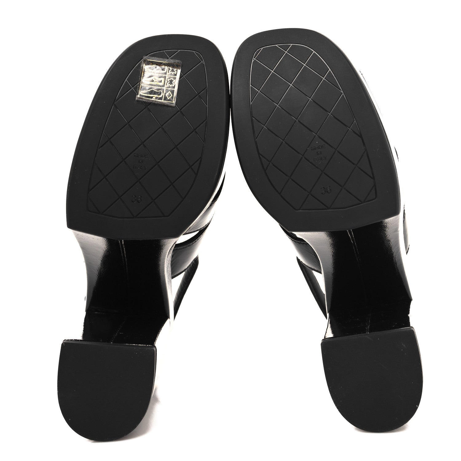 Chanel Crumpled Patent Lambskin Platform Sandals 36 Black 5 of 8