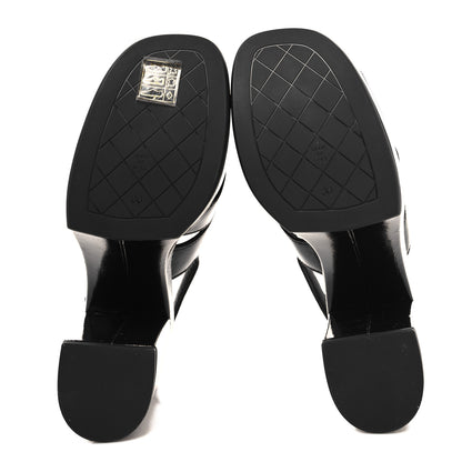 Chanel Crumpled Patent Lambskin Platform Sandals 36 Black 5 of 8
