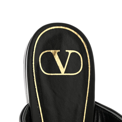 Valentino Garavani Calfskin Roman Stud Flat Mules 39 Black 7 of 12
