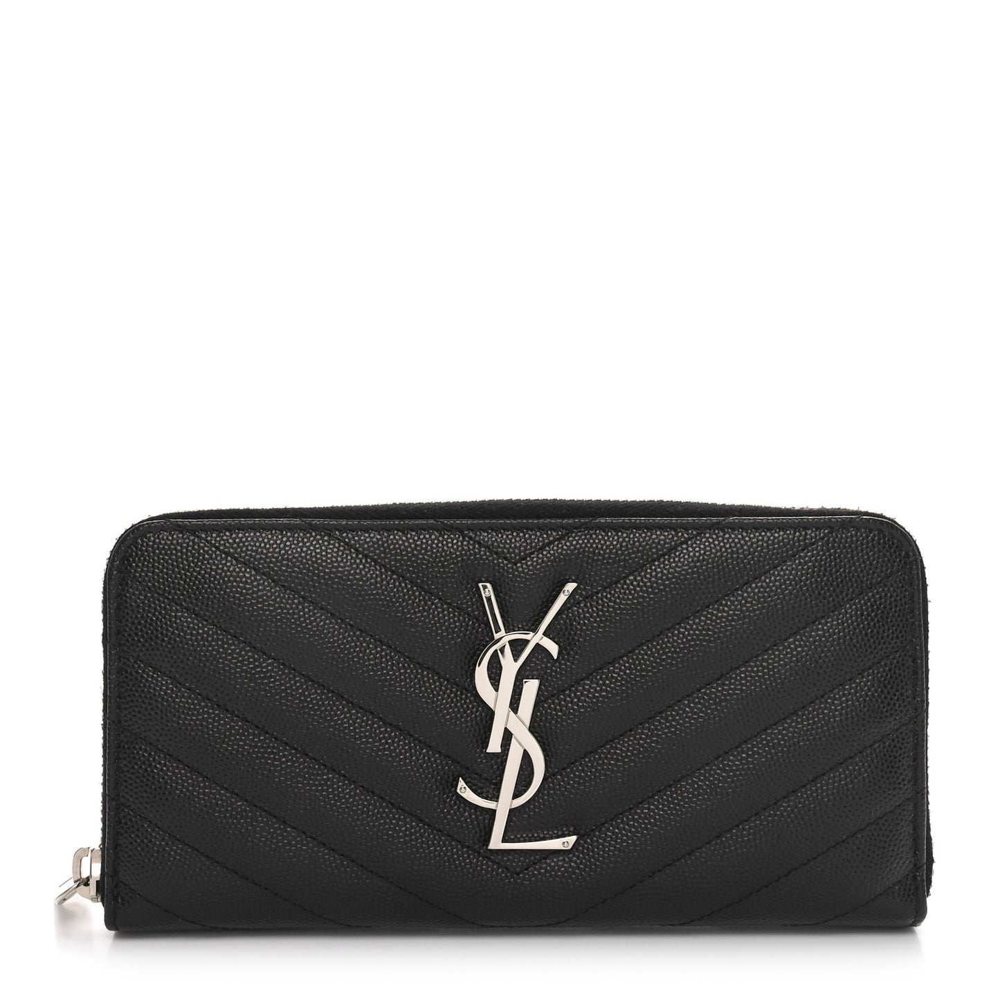 Grain De Poudre Matelasse Chevron Monogram Zip Around Wallet Black