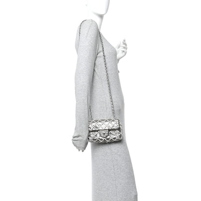 Chanel Chain Mail Crystal Quilted Mini Flap Argent 3 of 11