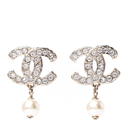 Chanel Crystal Pearl CC Drop Earrings Gold 1 of 4
