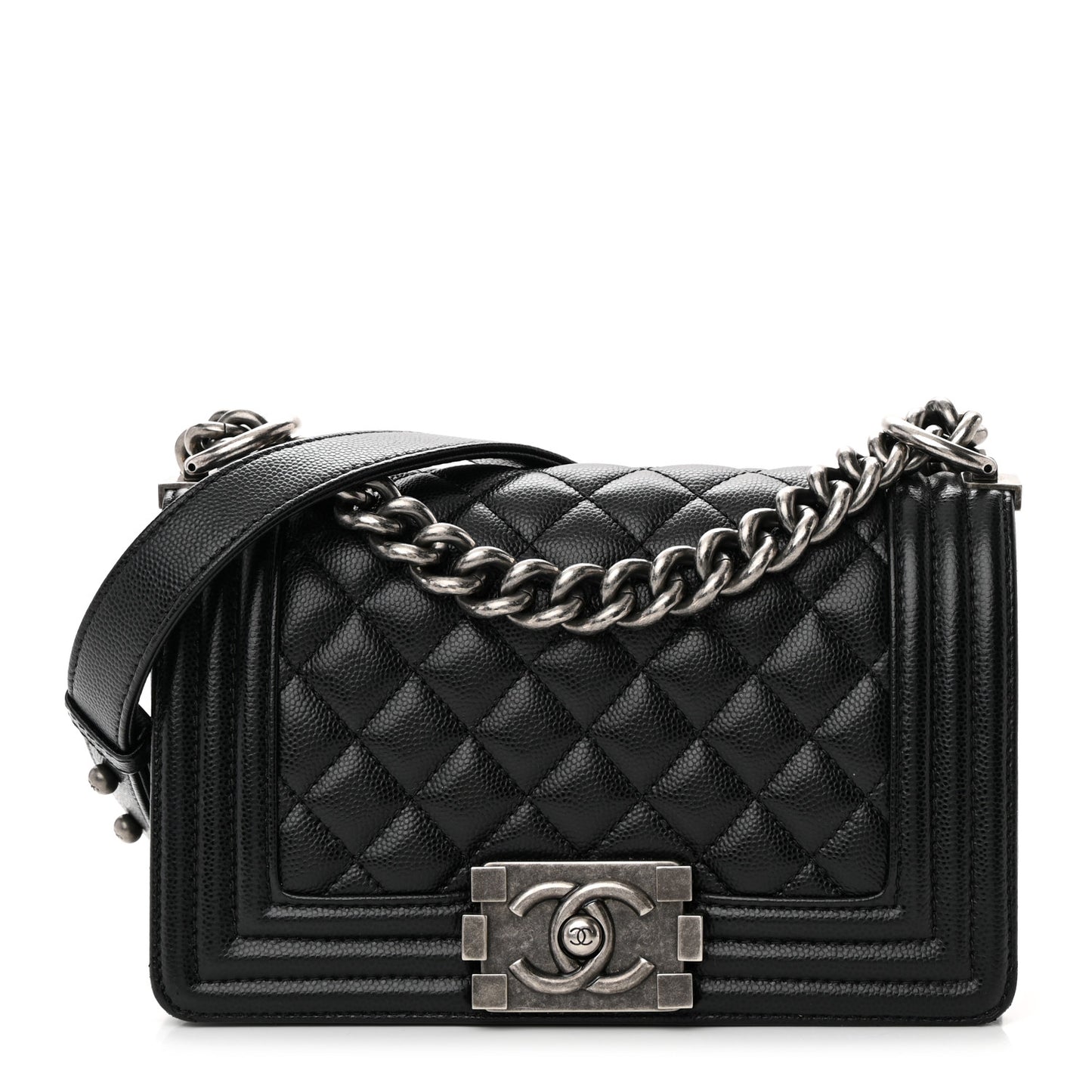 Caviar Quilted Small Boy Flap Black
