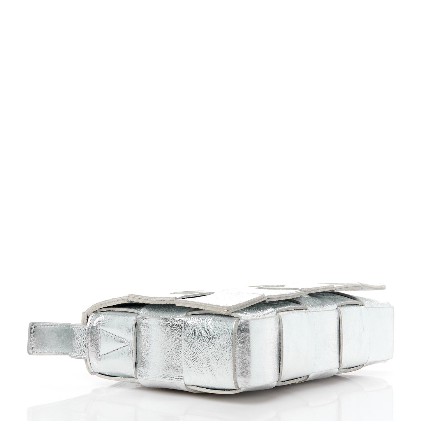 Metallic Lambskin Maxi Intrecciato Cassette Crossbody Bag Silver