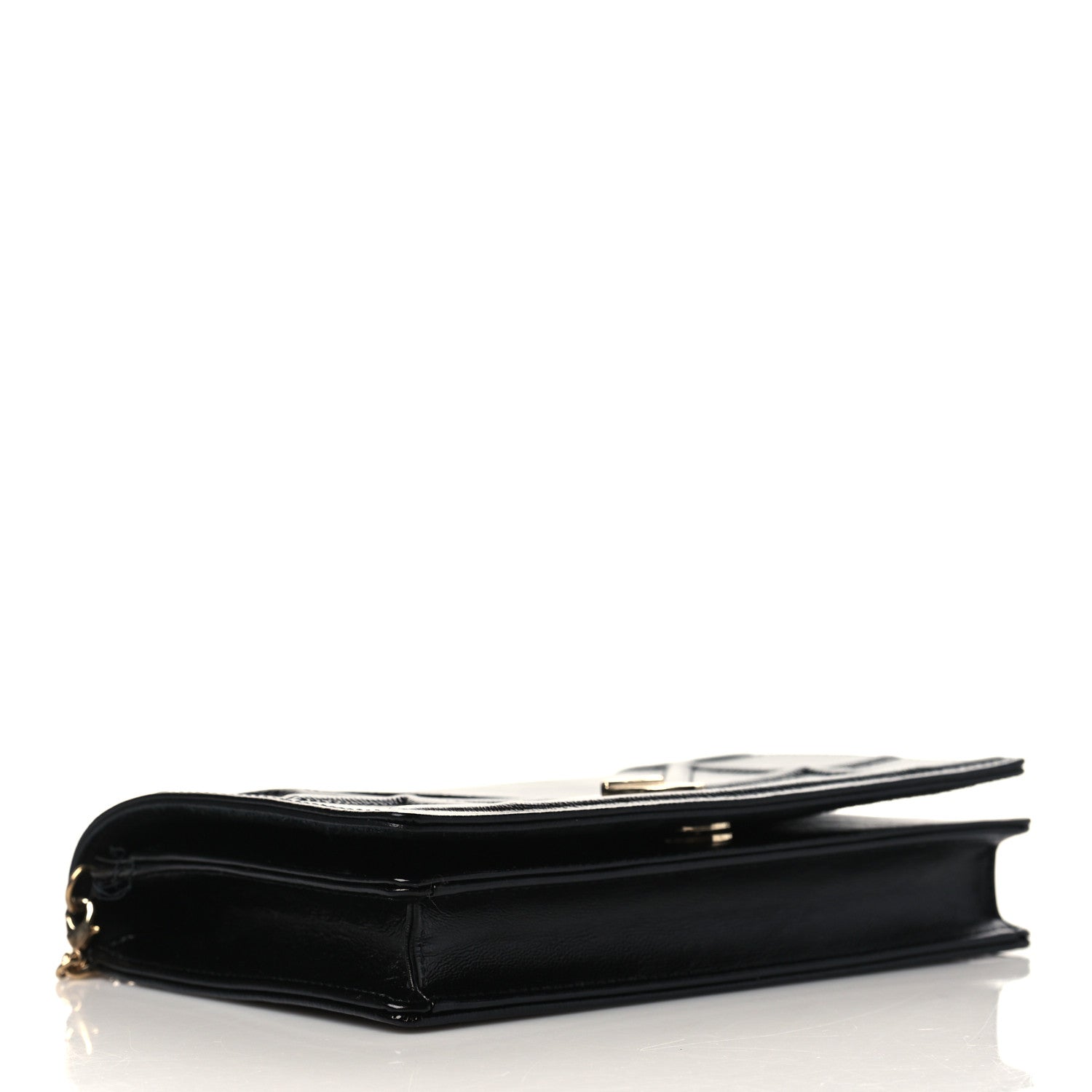 Christian Dior Crinkled Calfskin Diorama Wallet on Chain Pouch Black 3 of 10