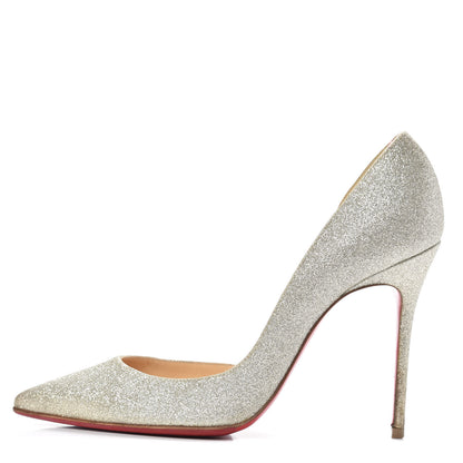 Christian Louboutin Glitter Mini Specchio Iriza 100 Pumps 37 Ivory Light Gold 1 of 10