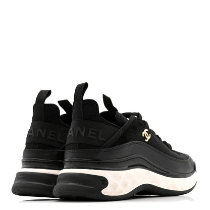 Chanel Velvet Calfskin Mixed Fibers CC Sneakers 38 Black 5 of 12
