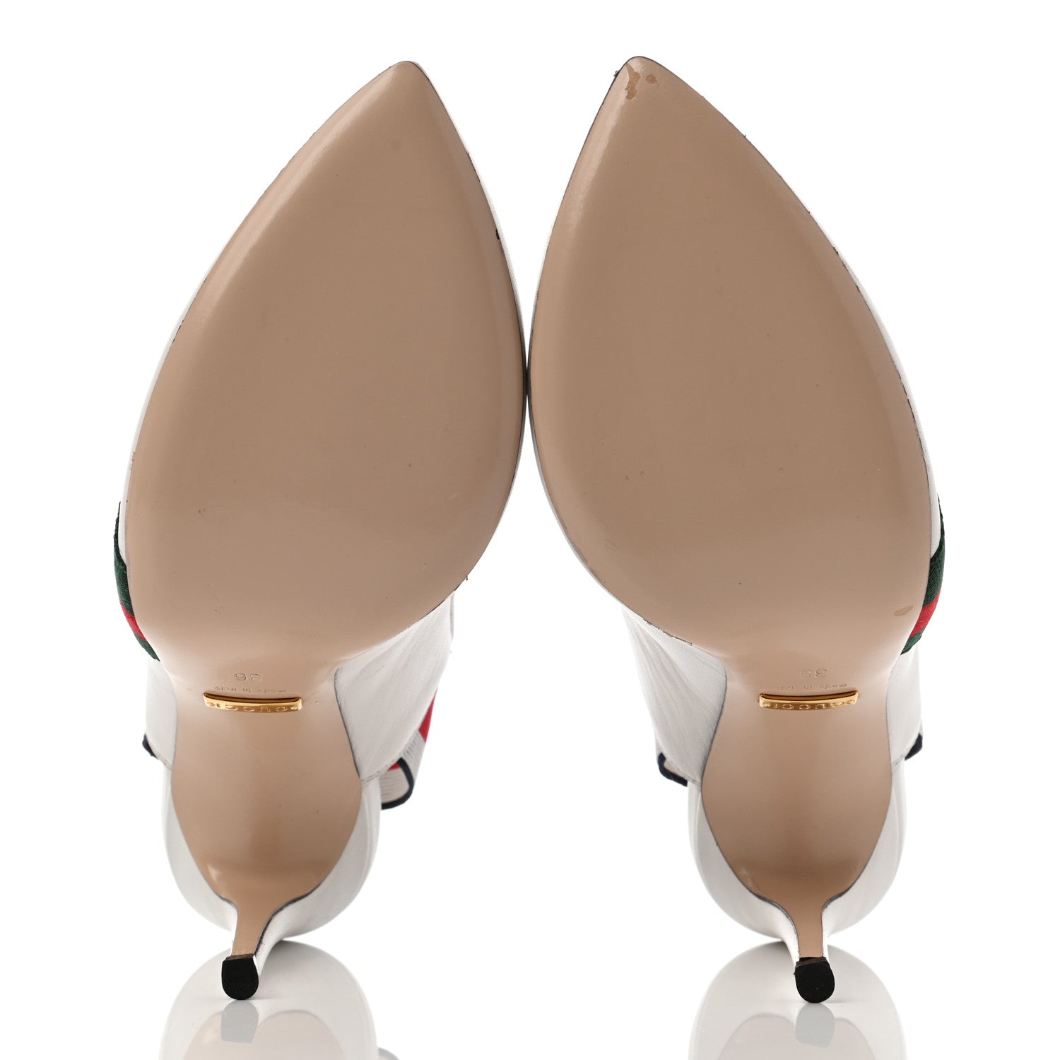Gucci Malaga Kid Web Sylvie High Heel Slingback Pumps 36 White 5 of 5