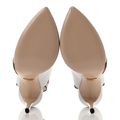 Gucci Malaga Kid Web Sylvie High Heel Slingback Pumps 36 White 5 of 5