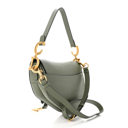 Christian Dior Grained Calfskin Saddle Bag With Strap Sage Green 3 of 11