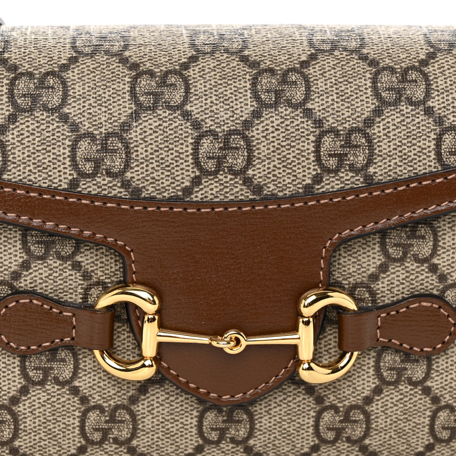 Gucci GG Supreme Monogram Mini Horsebit 1955 Shoulder Bag Beige Brown Sugar 8 of 10