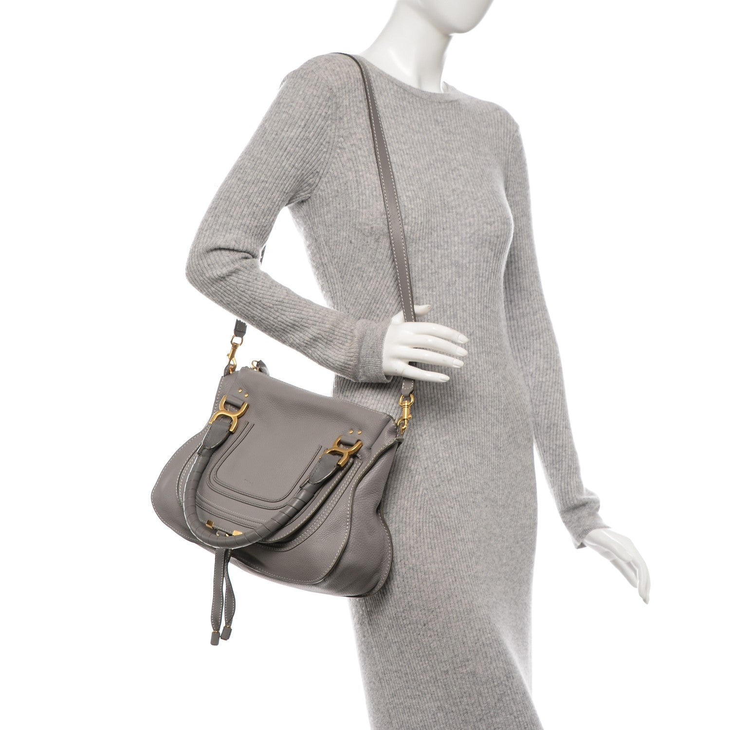 Chloe Calfskin Medium Marcie Satchel Cashmere Grey 2 of 7