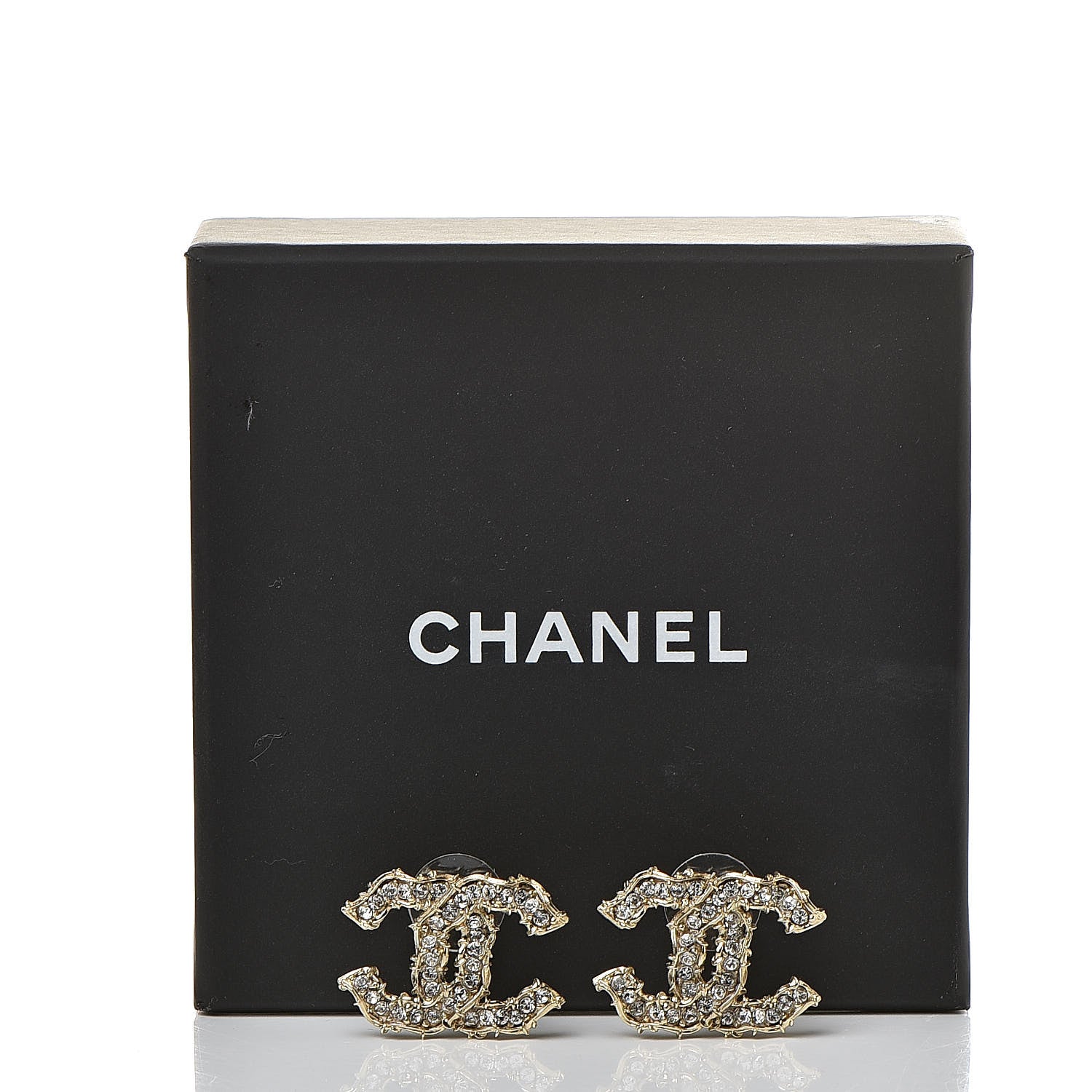 Chanel Crystal CC Earrings Gold 5 of 5