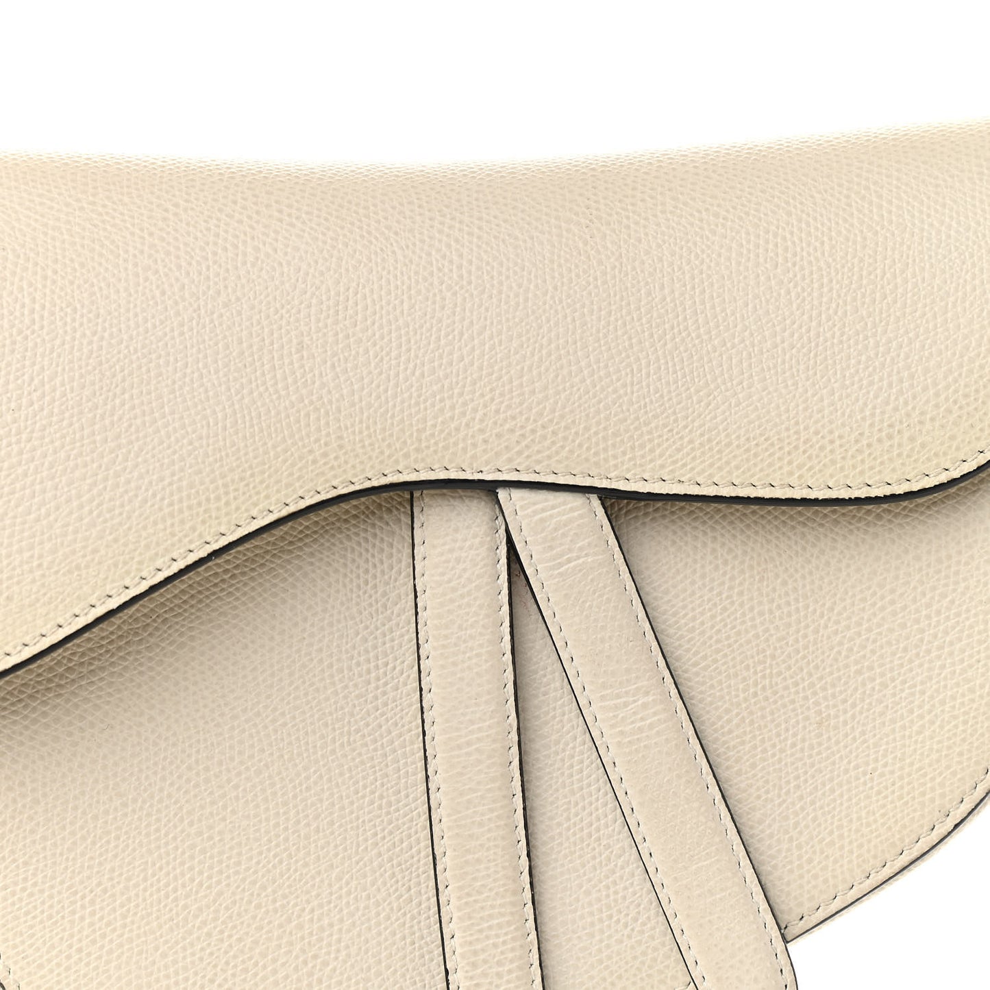 Grained Calfskin Saddle Bag White