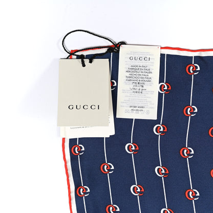 Gucci Silk GG Print Scarf Blue Red White 3 of 3