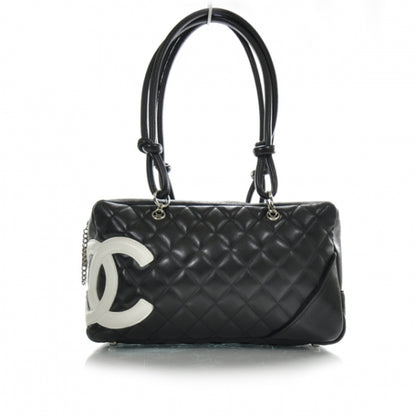 Chanel Calfskin Quilted Large Cambon Bowler Black White 1 of 11