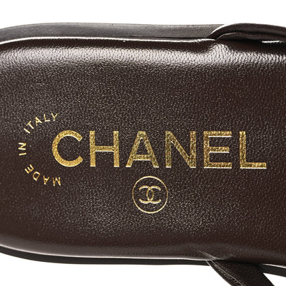 Chanel Goatskin CC Times Square Thong Sandals  37.5 Brown 9 of 9