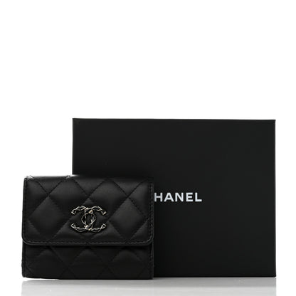 Chanel Lambskin Enamel Quilted Compact Flap Wallet Black 9 of 9