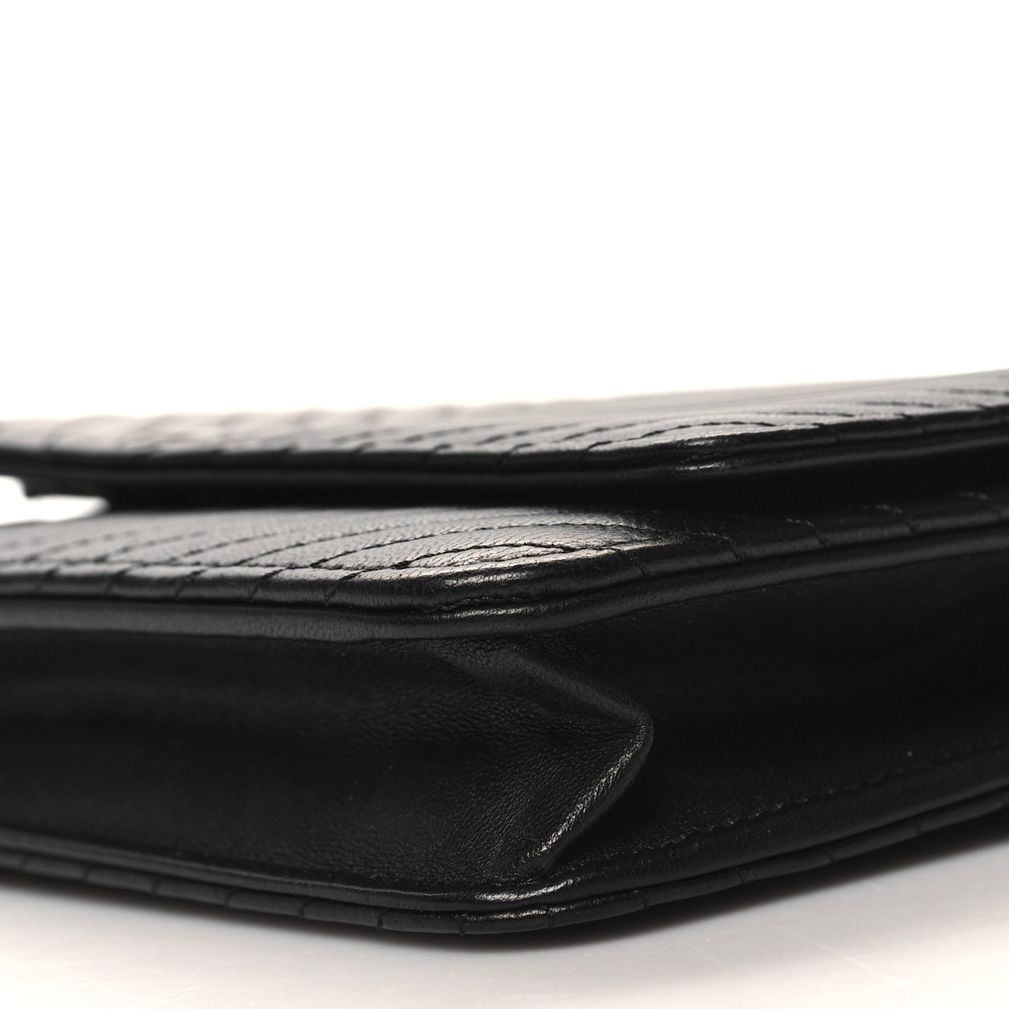 Lambskin Chevron Quilted Wallet On Chain WOC So Black