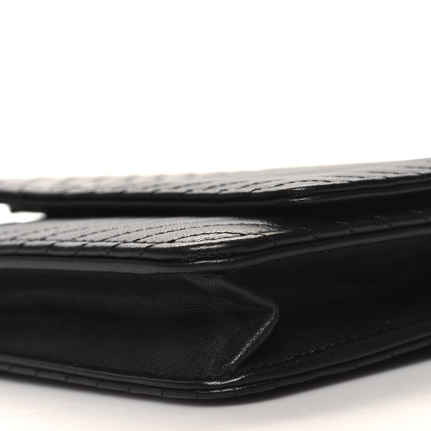 Chanel Lambskin Chevron Quilted Wallet On Chain WOC So Black 11 of 13