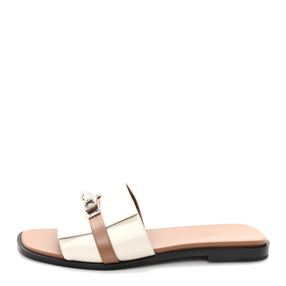 Hermes Calfskin Giulia Sandals 37 Beige Glaise 1 of 10