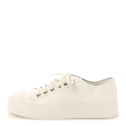Chanel Lambskin Printed Logo Sneakers 40.5 White 1 of 9