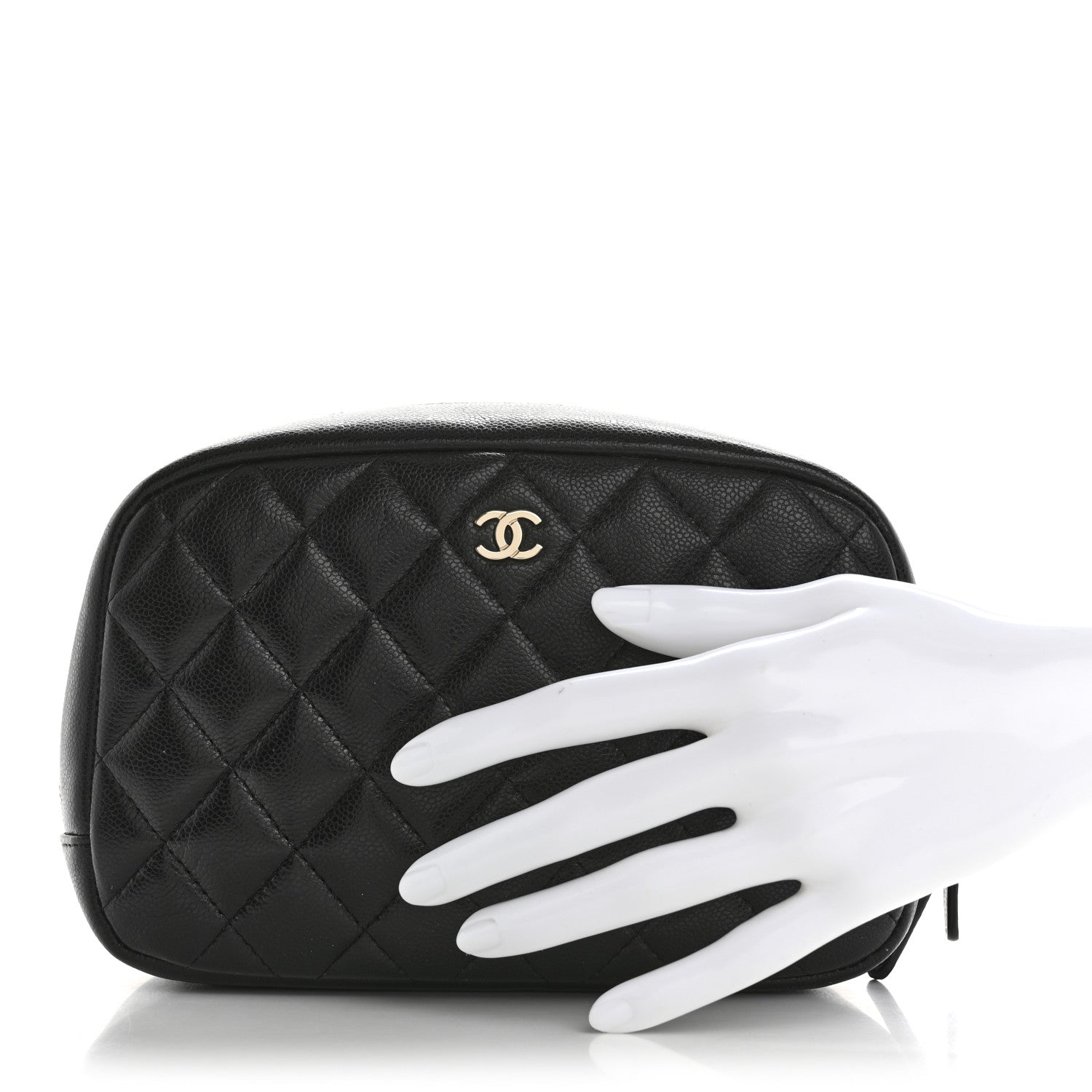 Chanel Caviar Quilted Medium Curvy Pouch Cosmetic Case Black 2 of 9