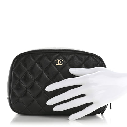 Chanel Caviar Quilted Medium Curvy Pouch Cosmetic Case Black 2 of 9
