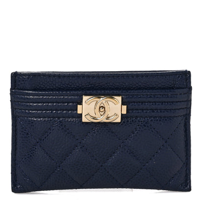 Chanel Caviar Quilted Boy Card Holder Blue 1 of 8