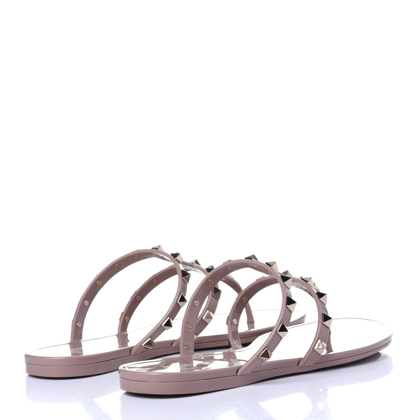 PVC Jelly Rockstud Caged Thong Sandals 38 Poudre