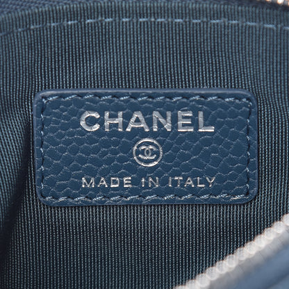 Chanel Caviar Chevron Quilted Small Cosmetic Case Blue 8 of 10