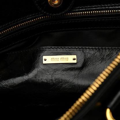 Miu Miu Vitello Shine Top Handle Satchel Black 6 of 9