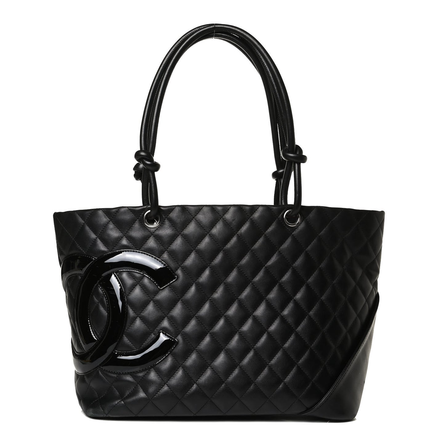 Calfskin Quilted Large Cambon Tote Black