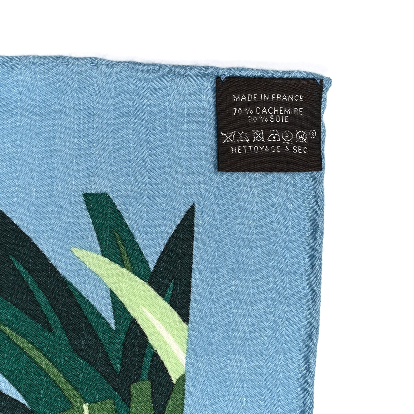 Cashmere Silk Les Douze Leopards Shawl 140 Bleu Moyen Vert