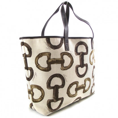 Gucci Canvas Bamboo Horsebit Print Tote White 3 of 10