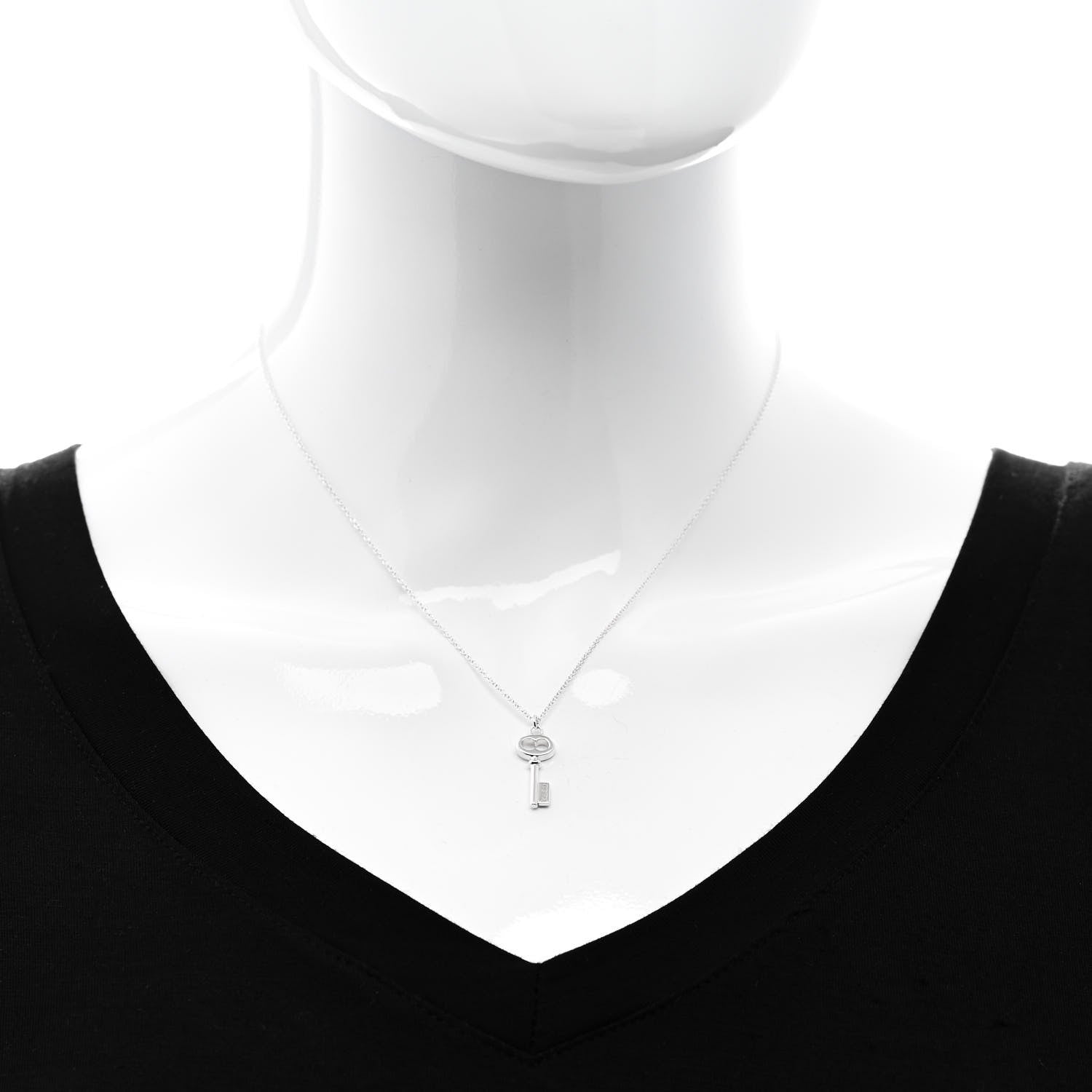 Tiffany Sterling Silver Mini Oval Key Pendant Necklace 2 of 5