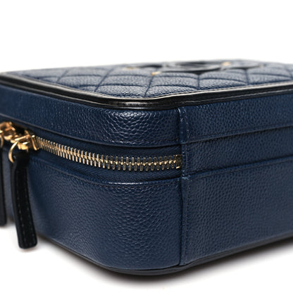 Chanel Caviar Quilted Medium CC Filigree Vanity Case Navy Black 9 of 10