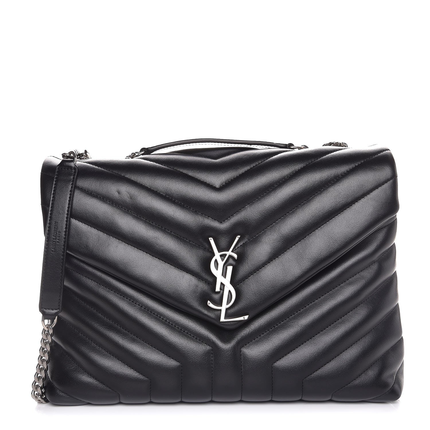 Saint Laurent Calfskin Y Quilted Monogram Medium Loulou Chain Satchel Black 1 of 9