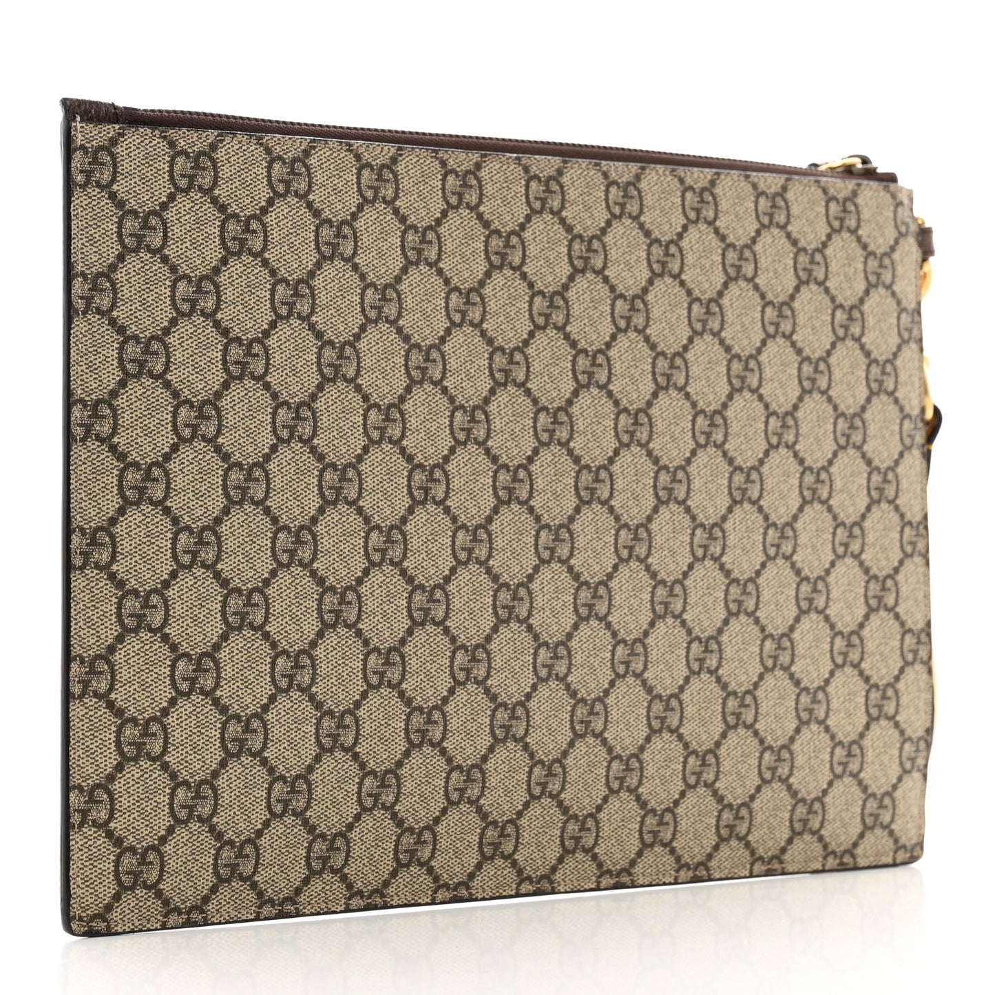 GG Supreme Monogram Neo Vintage Zip Wristlet Pouch Beige New Acero Crop