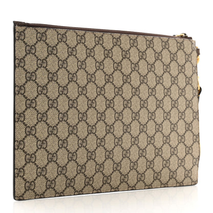 Gucci GG Supreme Monogram Neo Vintage Zip Wristlet Pouch Beige New Acero Crop 3 of 8