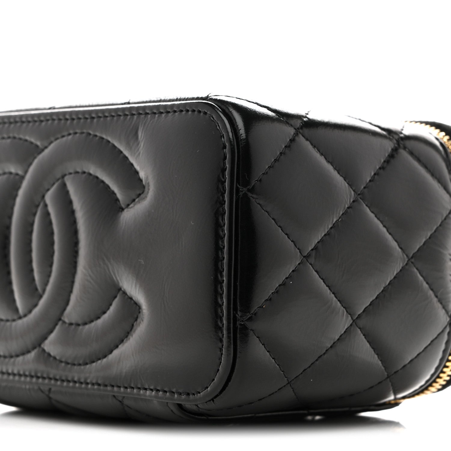 Chanel Shiny Lambskin Quilted Small Vanity Case With Chain Black 10 of 11