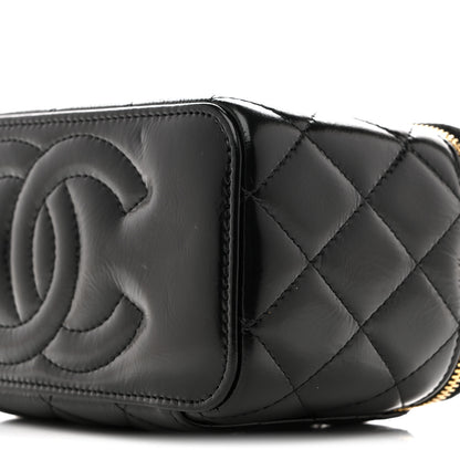 Chanel Shiny Lambskin Quilted Small Vanity Case With Chain Black 10 of 11