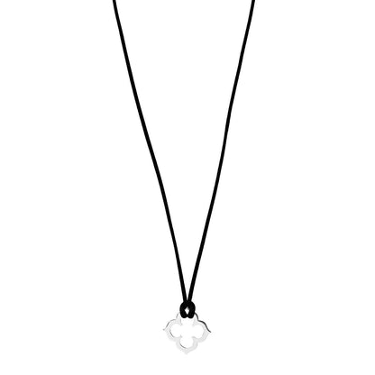 Cartier 18K White Gold Cord Hindu Quatrefoil Pendant Necklace 1 of 5