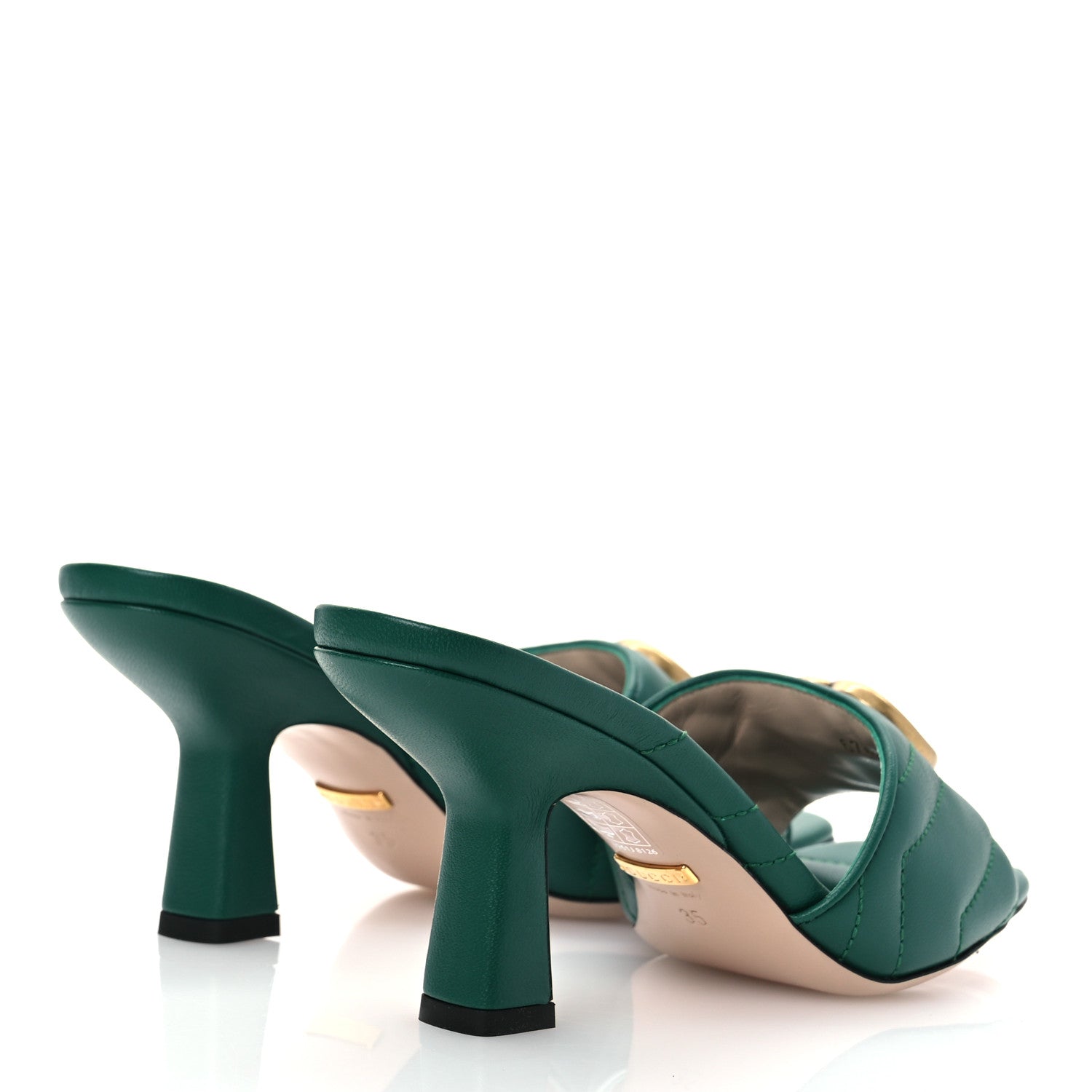 Gucci Nappa Matelasse GG Marmont 75mm Slide Sandals 35 Emerald 5 of 12
