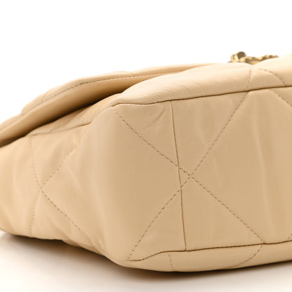 Chanel Shiny Goatskin Quilted Large Chanel 19 Flap Beige 9 of 10