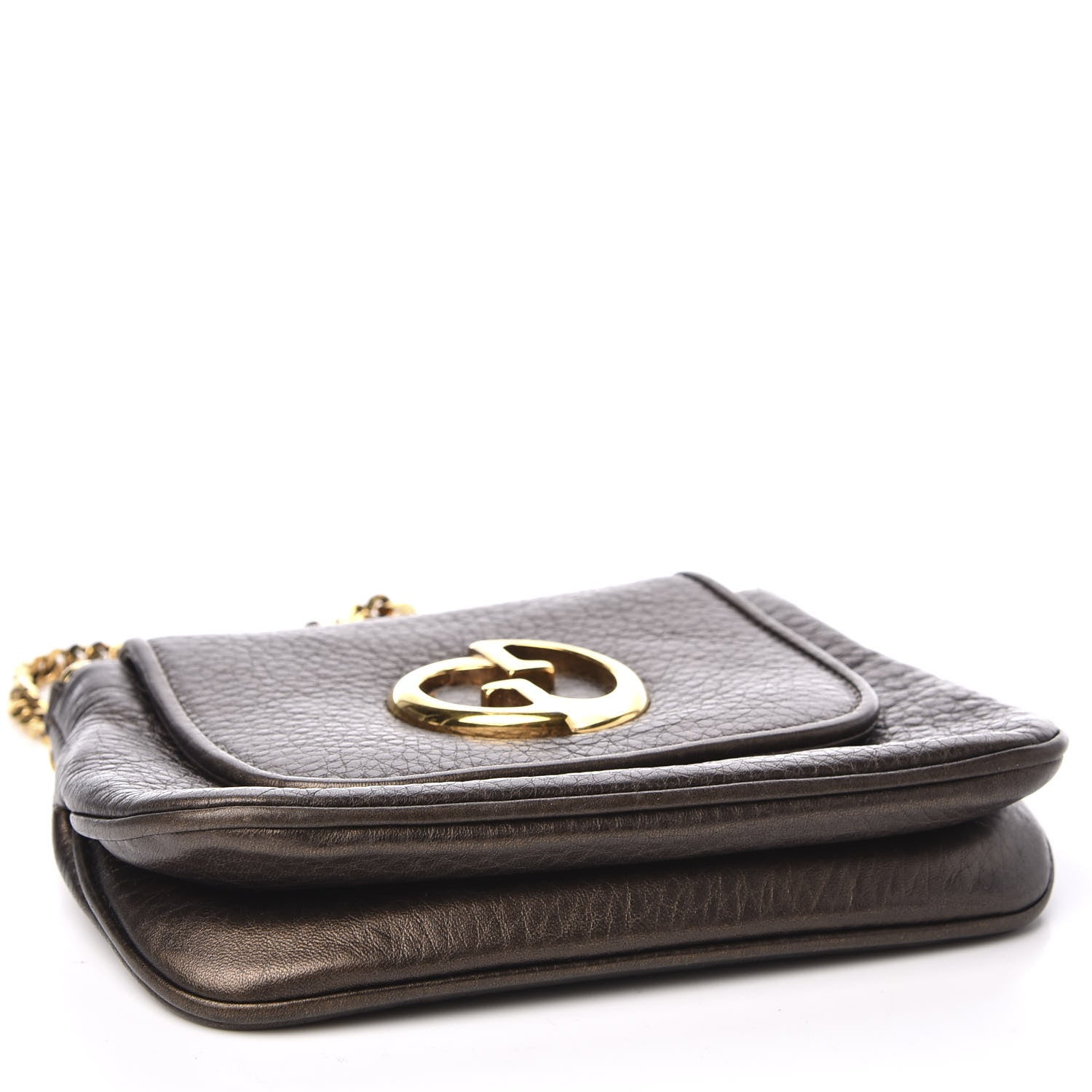 Gucci Metallic Pebbled Calfskin Small 1973 Chain Shoulder Bag Winter Leaf 3 of 9
