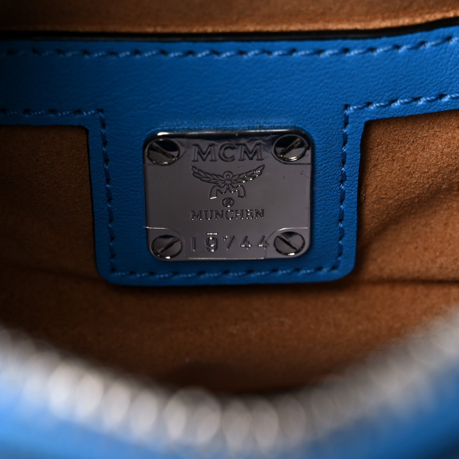 MCM Odeon Claudia Studs Crossbody Bag Blue 8 of 9