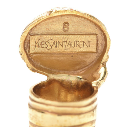 Saint Laurent Glass Cabochon Arty Ovale Ring 8 Gold Coral 5 of 5