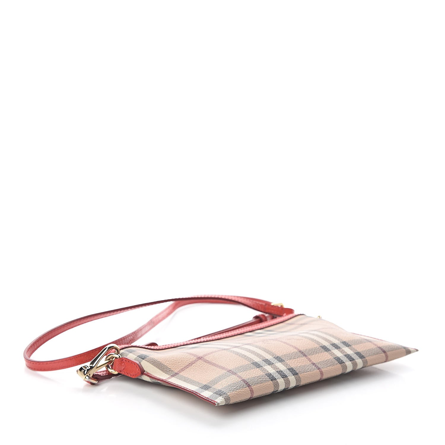 Burberry Haymarket Check Small Peyton Crossbody Clutch Bag Red 4 of 9